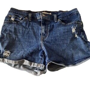 Levis Jean Shorts Womens 31 Mid Length Denim Cuffed Distressed